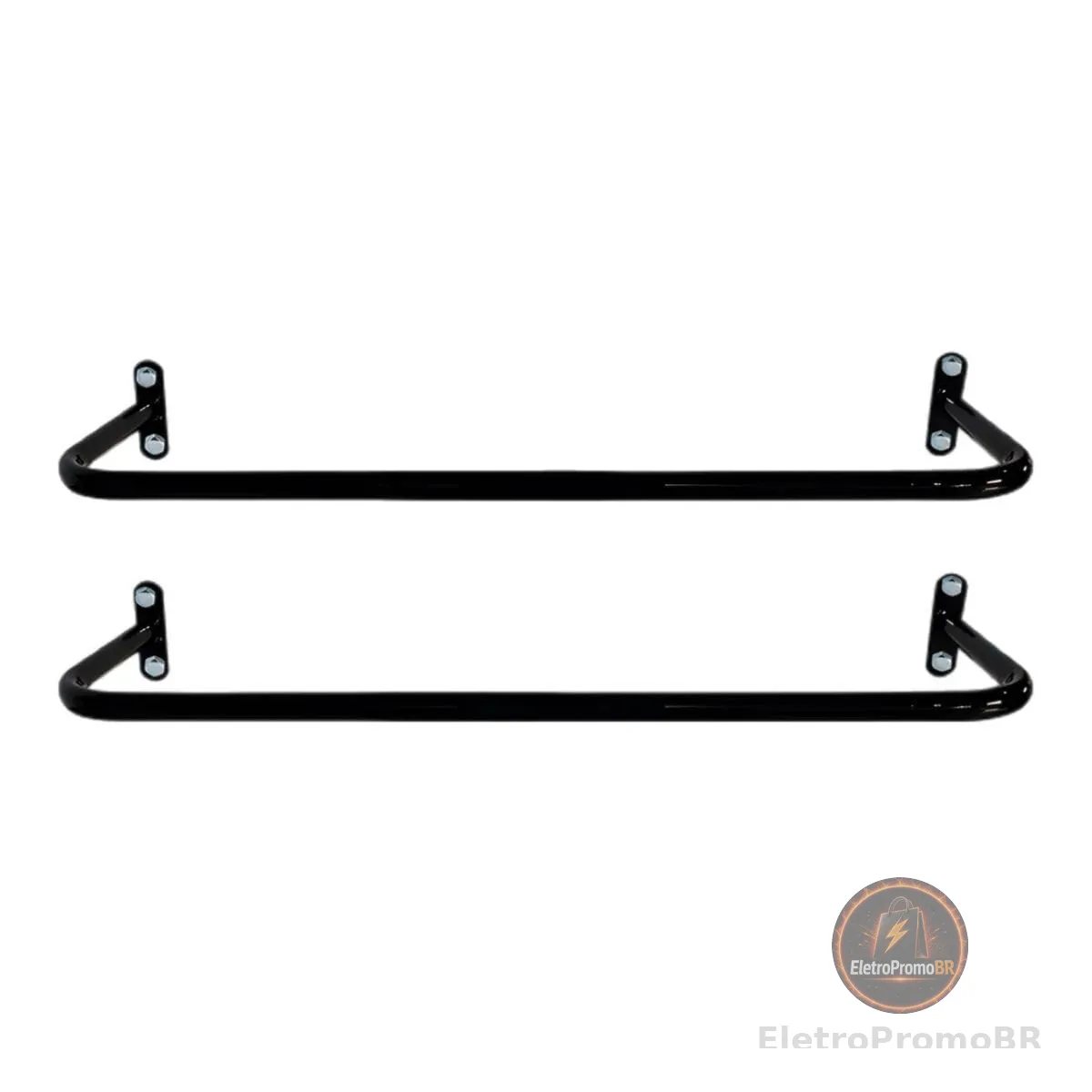 2 Arara de roupas para Parede Preta com Kit de Instalação