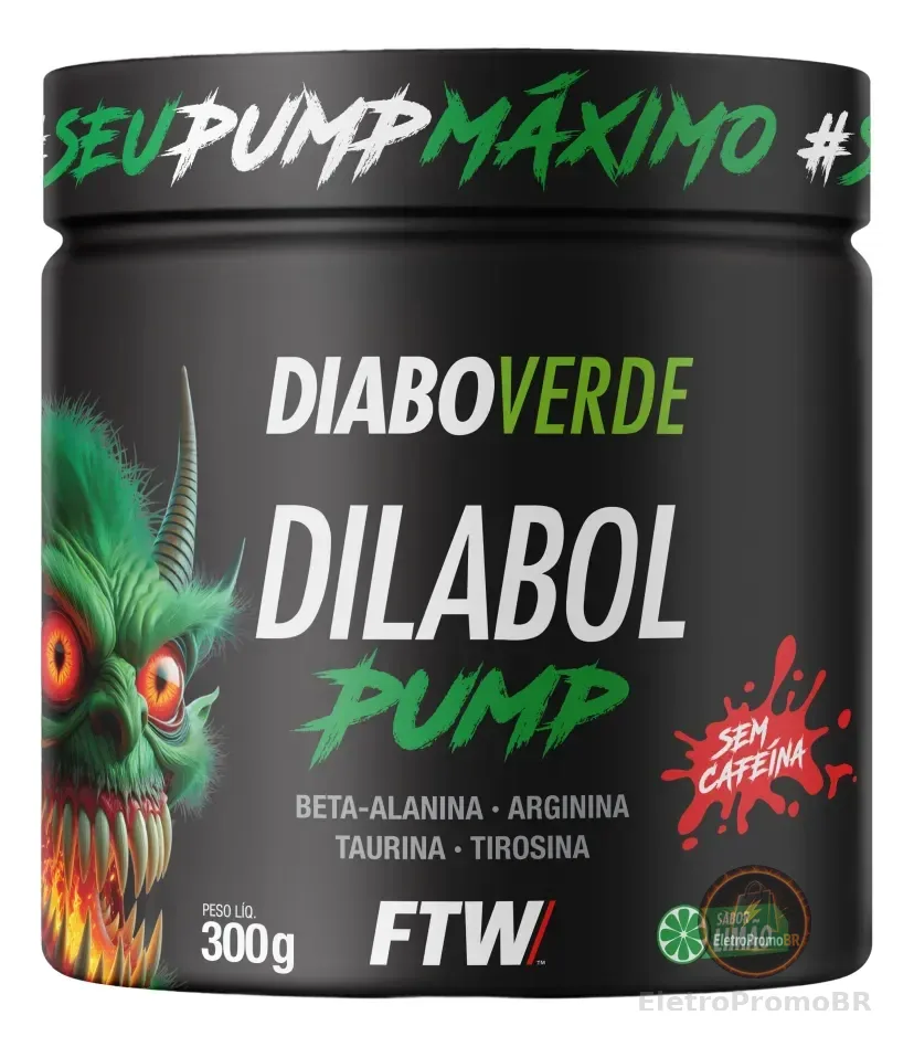 Dilabol Pump Pré Treino Pote 300g Sabor Limão Diabo Verde - FTW