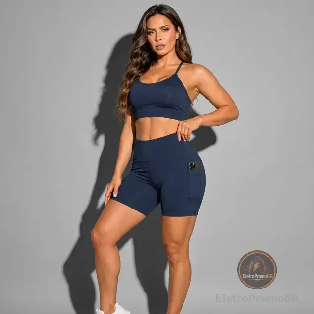 Conjunto Academia Top E Bermuda Com Bolso Zero Transparência
