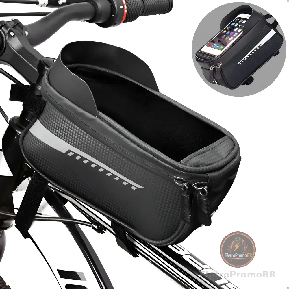 Bolsa Quadro Bike 2l Prova D Agua Celular Gps 7'' Acessórios Preto