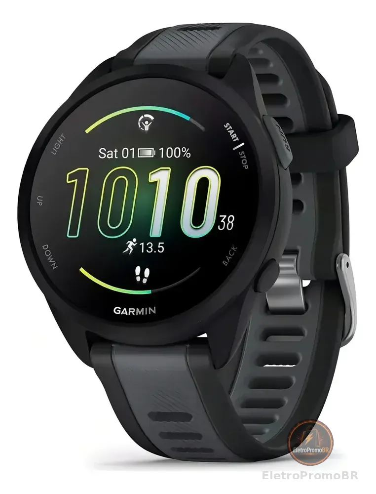 Relógio Garmin Forerunner 165 Sem Musica Gps Amoled Preto Preto Mesh