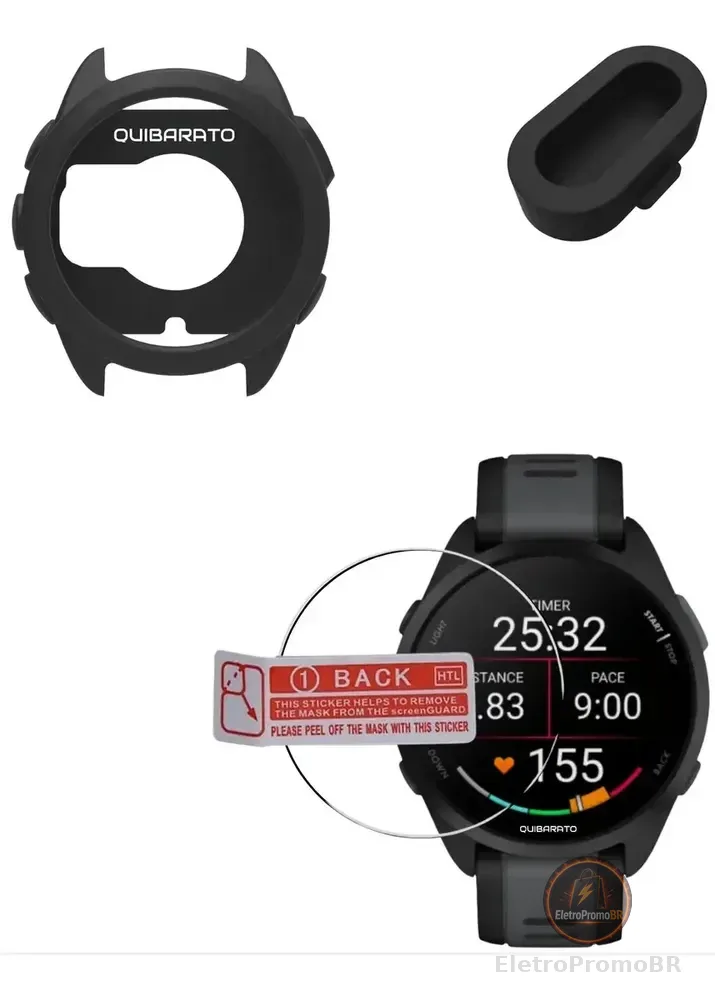 Capa Case Proteção + Pelicula + Plug Para Garmin 165 Music