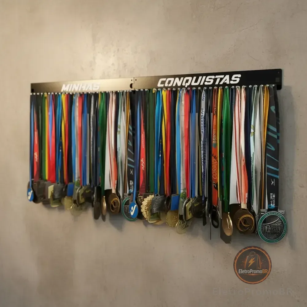 Porta Medalha 2 Modulos Para Até 200 Medalhas Cor Preto