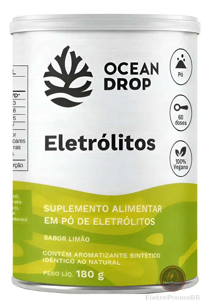 Eletrólitos Ocean Drop Sódio Potássio Fósforo Magnésio Eletrolitos 180g Sabor Limão