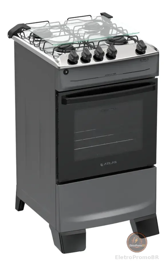 Fogão 4 Bocas Atlas Mônaco Top Titanium Bivolt