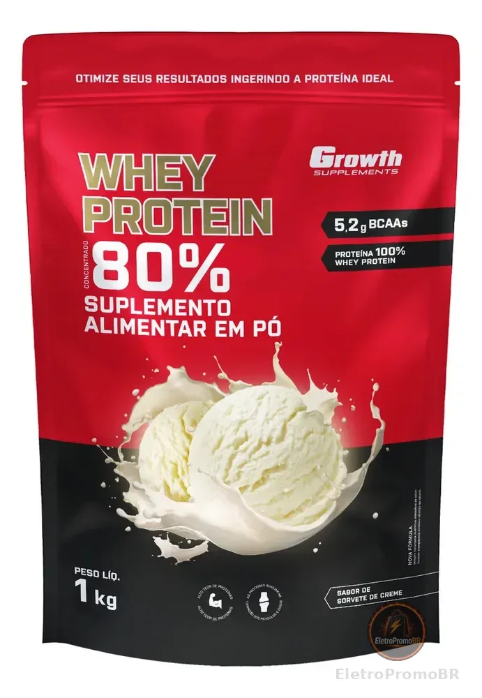 Whey Protein Concentrado 1kg Growth Supplements - Sorvete De Creme