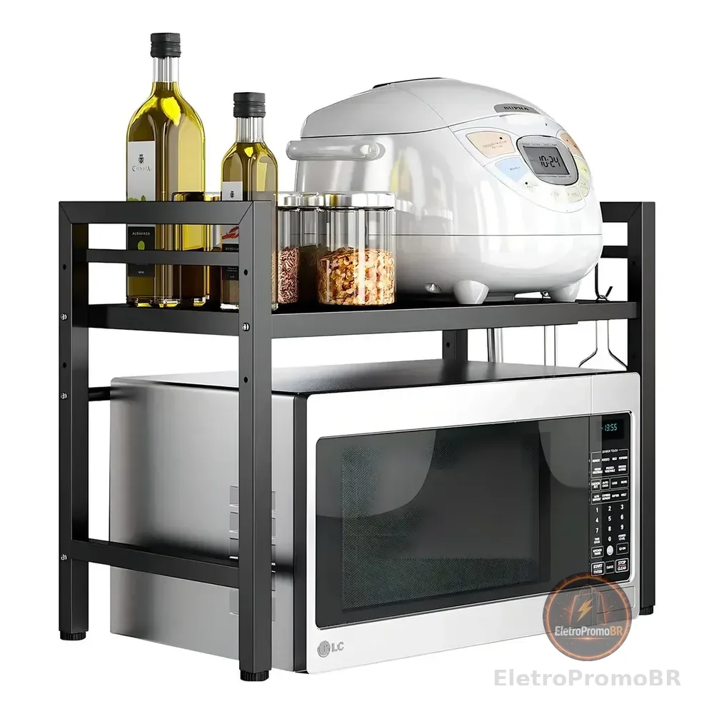 Rack Metálico Multiuso Decoteam Ajustável Para Microondas Cor Preto