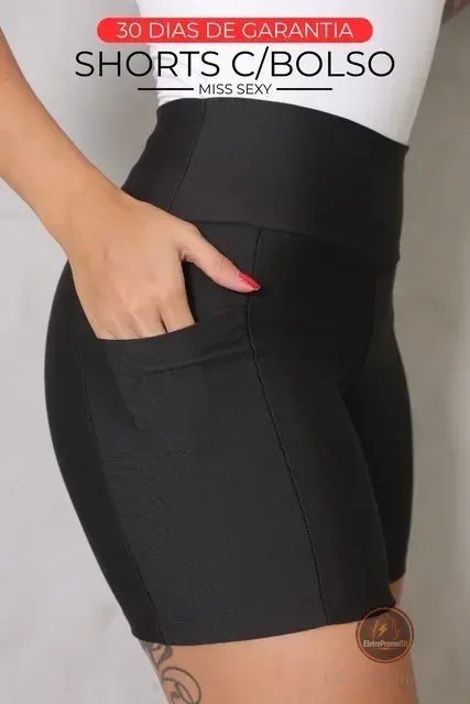 Shorts Academia Feminino Modelador Com Bolso Zero Opacidade