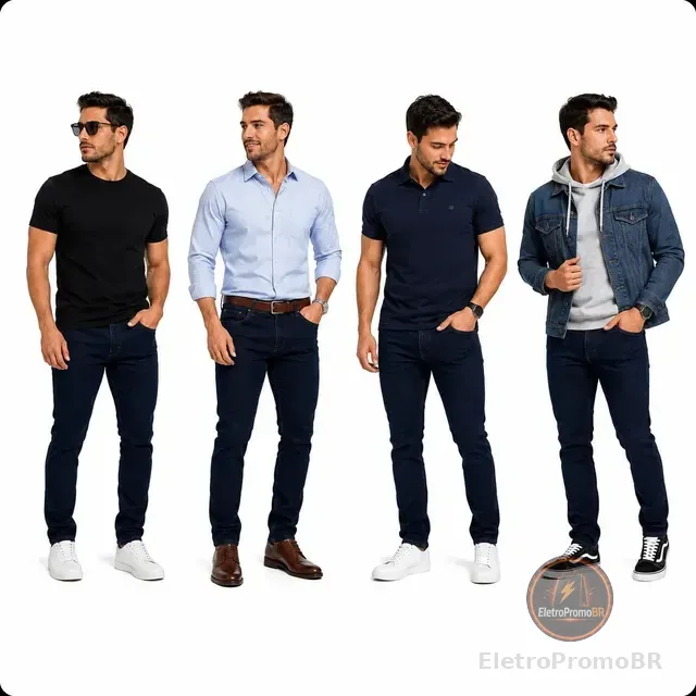 Kit Com 4 Calças Jeans Masculina Lycra Elastano Reforçada