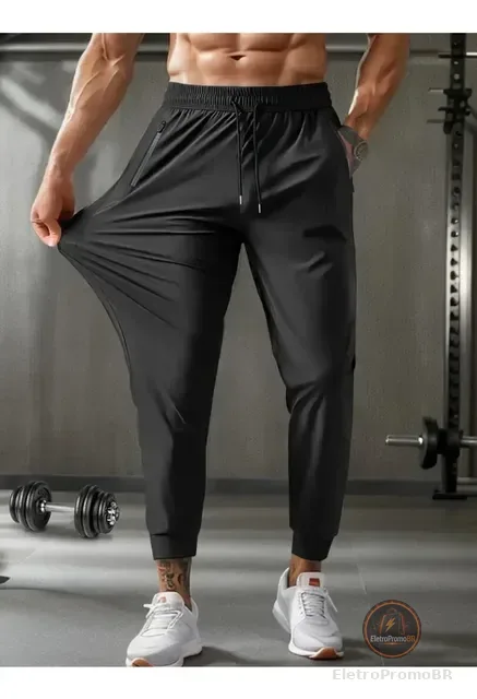 Calça Masculina Com Elastano Esportiva Fitness Slim Fit