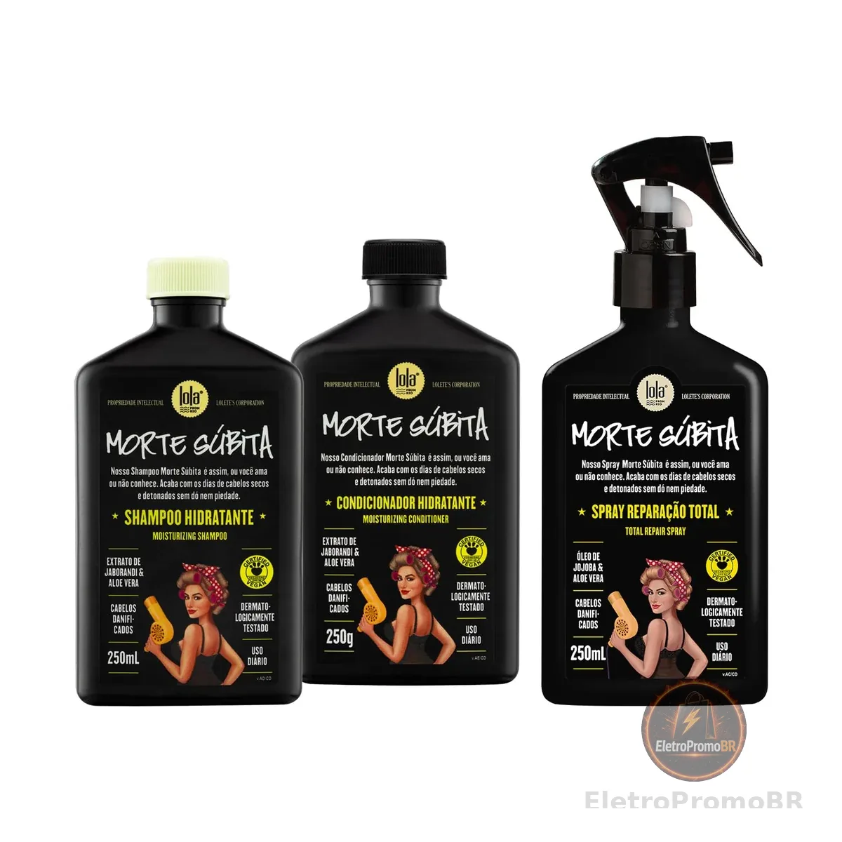 Kit Morte Súbita (Shampoo + Condicionador + Spray Reparaçao) - Lola From Rio