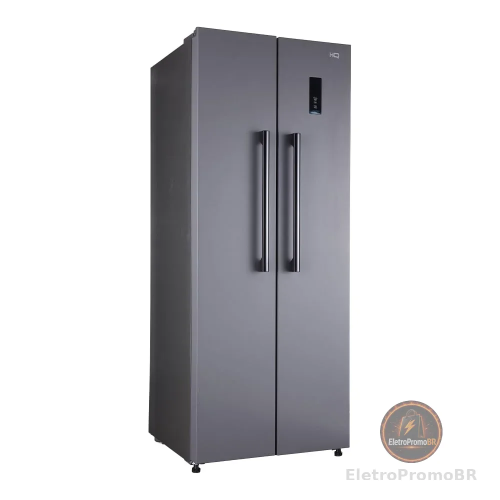 Geladeira Refrigerador HQ Frost Free Side By Side 460 Litros Cinza HQ-460SBSFF (127V)