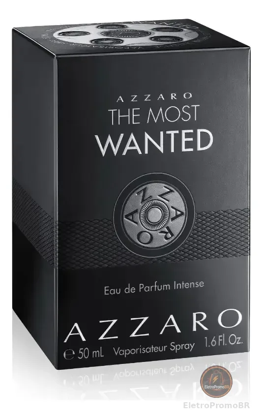 Perfume Masculino Amadeirado Ambarado com Cardamomo e Caramelo, Longa Duração, Azzaro The Most Wanted, Eau de Parfum Intense, 50ml