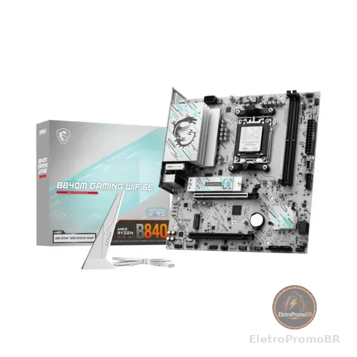Placa Mãe MSI B840M Gaming WiFi 6E AM5 DDR5 mATX Ryzen M.2 NVMe HDMI DP Gamer