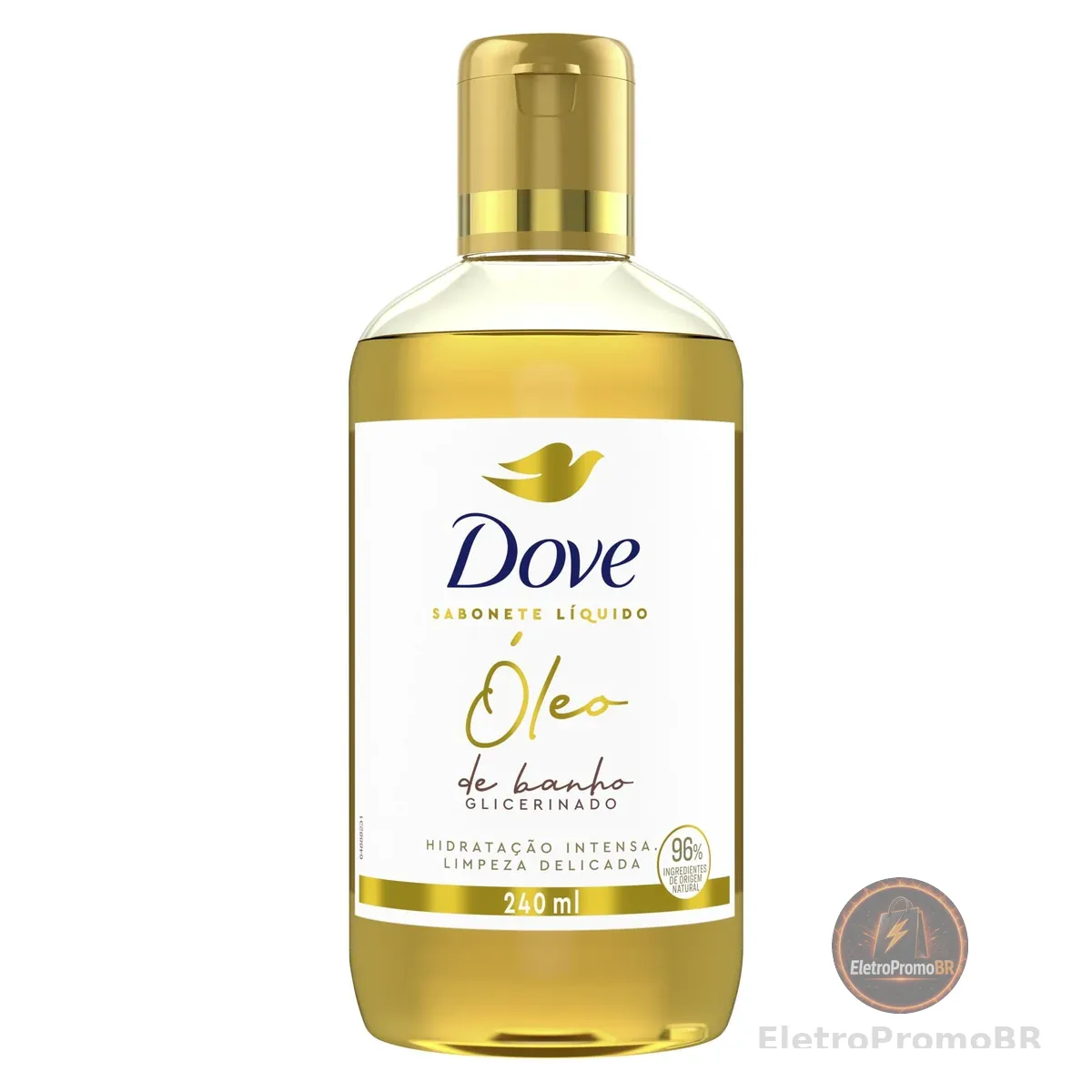 Dove Óleo de Banho Hidratação Intensa e Limpeza Delicada, Glicerinado com 96% Ingredientes de Origem Natural 240 ml