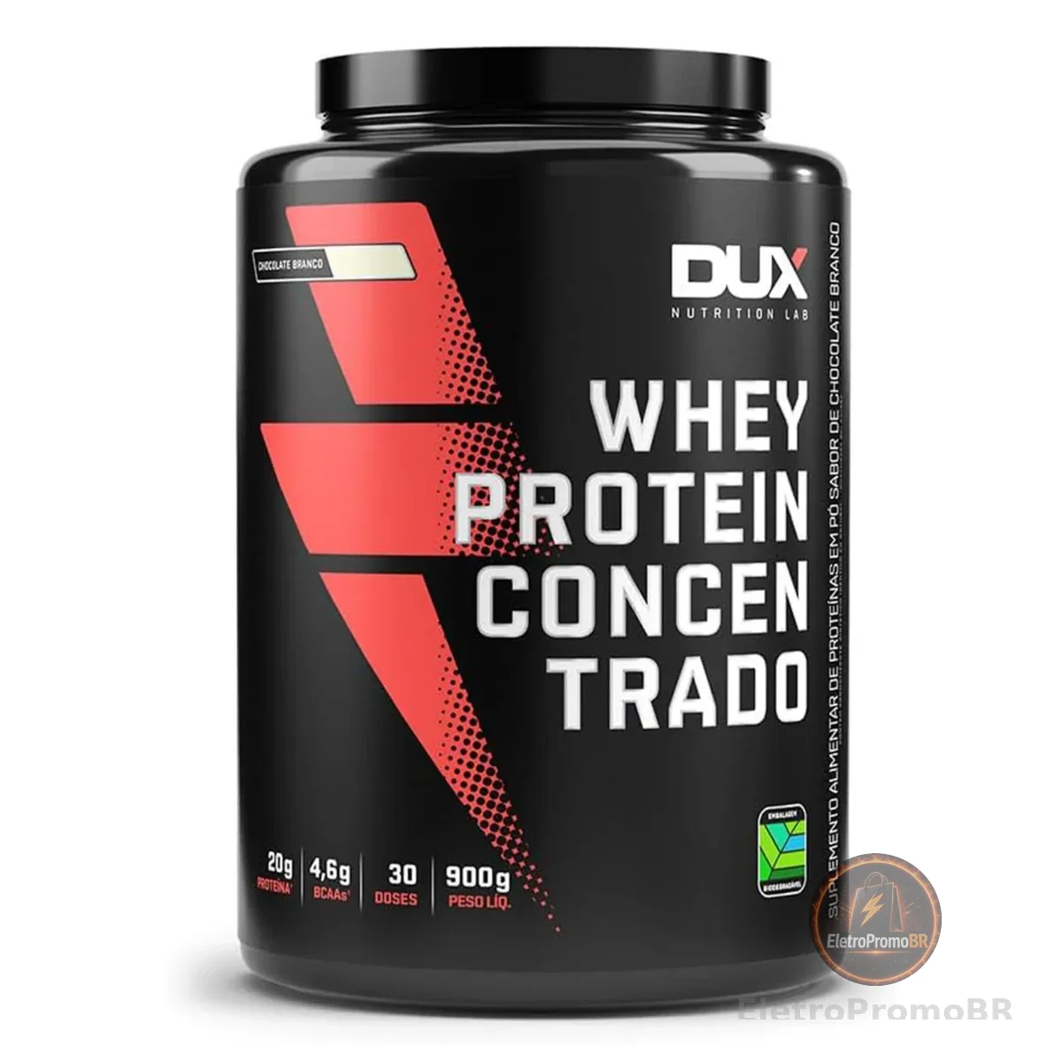 Whey Protein Concentrado Pote (900g), Chocolate Branco, Dux Human Health