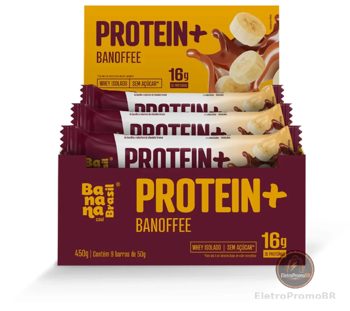 Banana Brasil Display Barra De Proteina Protein+ Recheio Banoffee - 9 Unidades De 50G (450G)