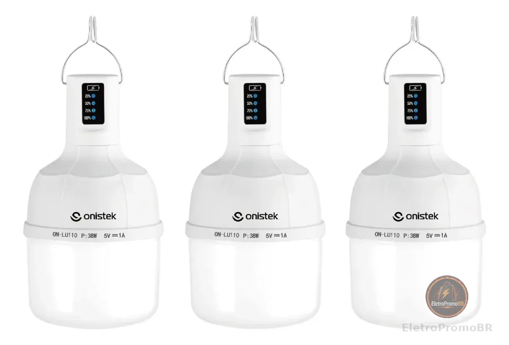 Kit3 Lâmpada De Led Recarregável Usb Acampamento Pesca Bulbo Branco-3pcs 127/220v