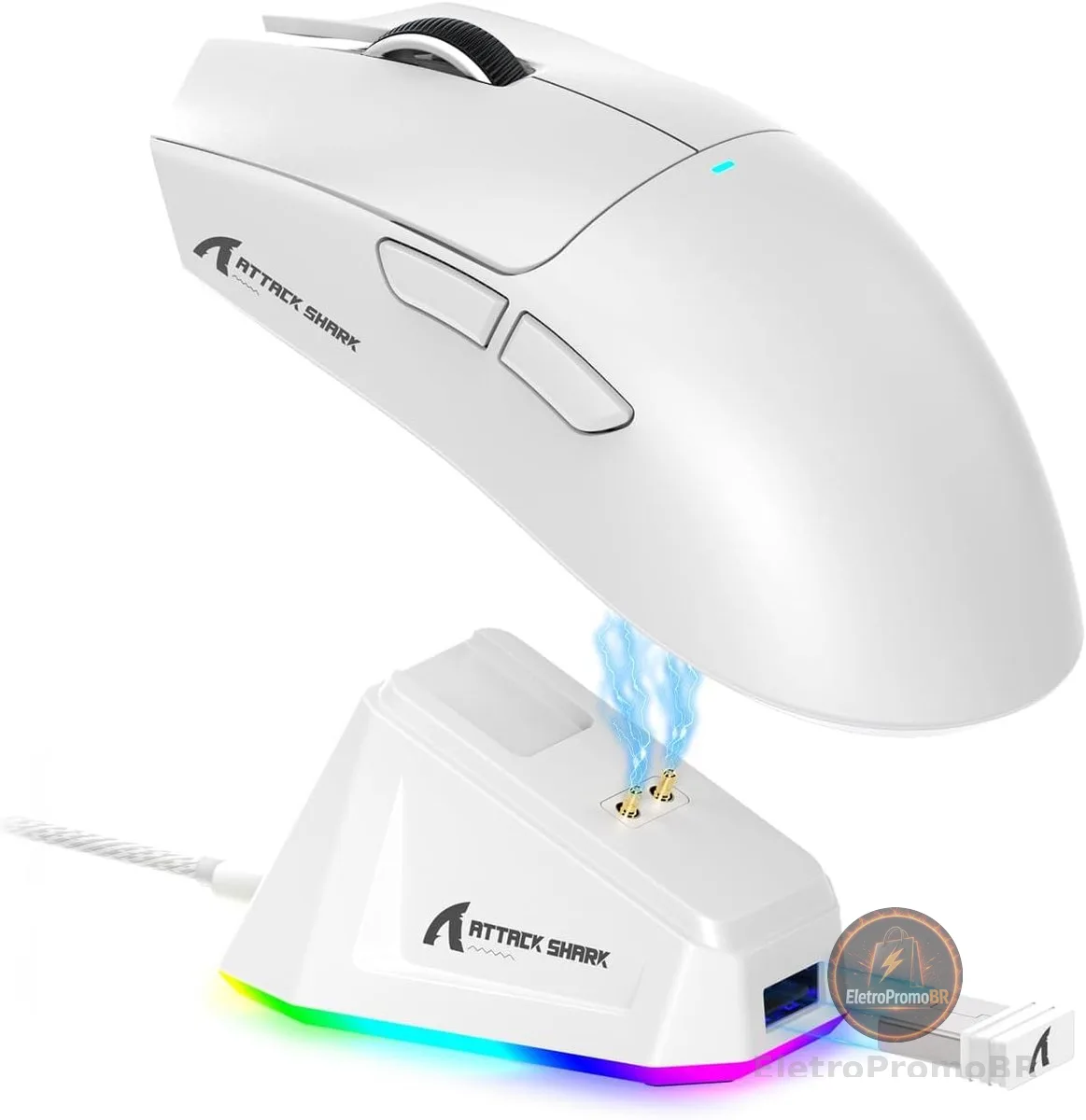 Mouse Gamer ATTACK SHARK X11 Sem Fio Tri-Mode (2.4G/Bluetooth/USB) Com Base RGB – Ergonômico, Alta Precisão