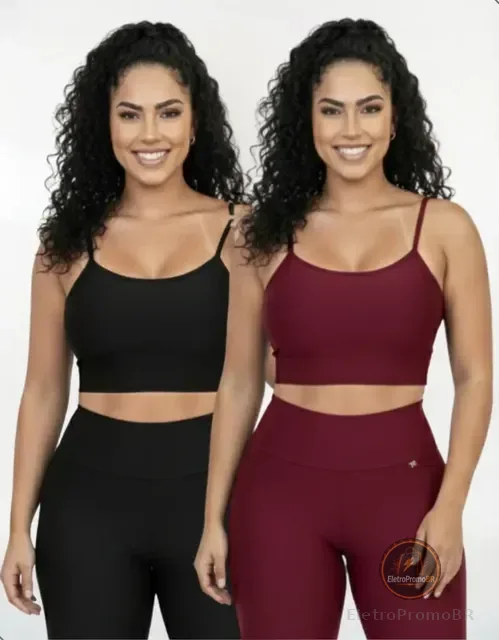 Kit-2 Top Alcinha Fina Academia Fitness C/ Bojo Suplex Power