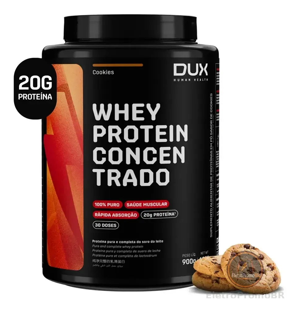 Whey Protein Concentrado de Cookies 900g com 20g de proteinas