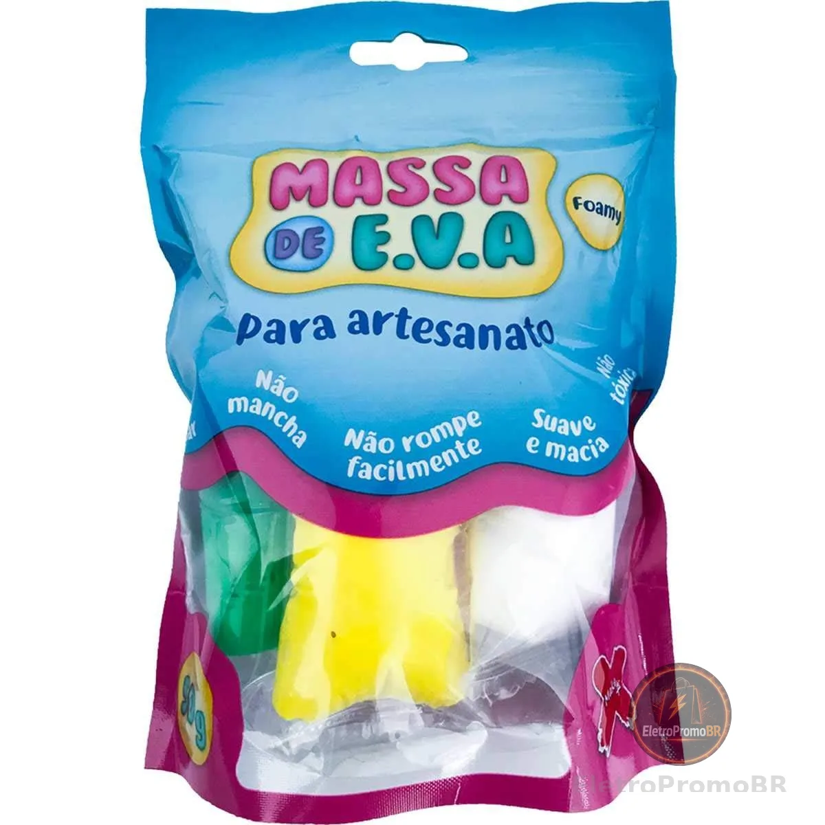 Massinha De Eva Branco/vermelho/azul/verde/amarelo - 50g - Make+