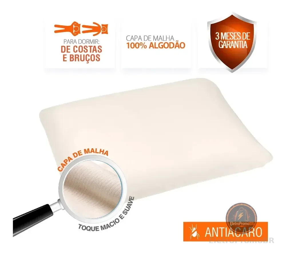 Travesseiro Kit Nasa X 2 un Duoflex Altura 10cm Para Fronha 45x65cm Antiácaro Capa Malha 100% algodão