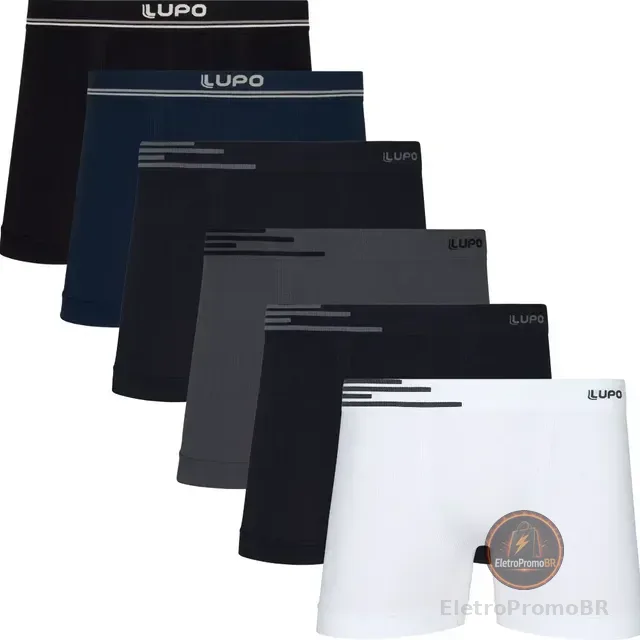 Kit 6 Cuecas Lupo Boxer Box Sem Costura Basic Microfibra