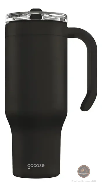 Copo Térmico Gocase 880ml - Aço Inox Com Canudo E Tampa