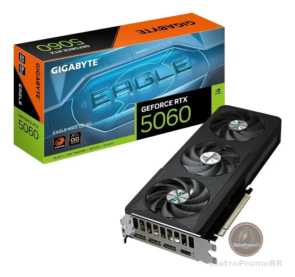 Placa De Vídeo Gigabyte Rtx 5060 Eagle Oc Max 8gb Gddr7