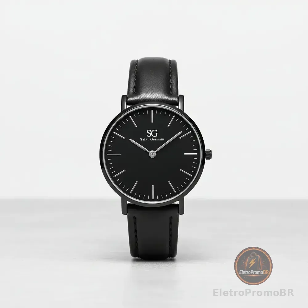 Relógio Masculino Saint Germain Murray Full Black de Couro Sintético Preto