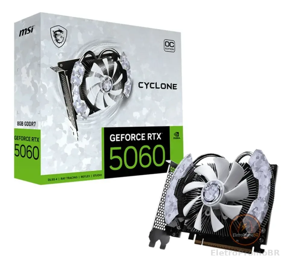 Placa De Video Msi Geforce Rtx 5060 Cyclone Oc 8gb Gddr7