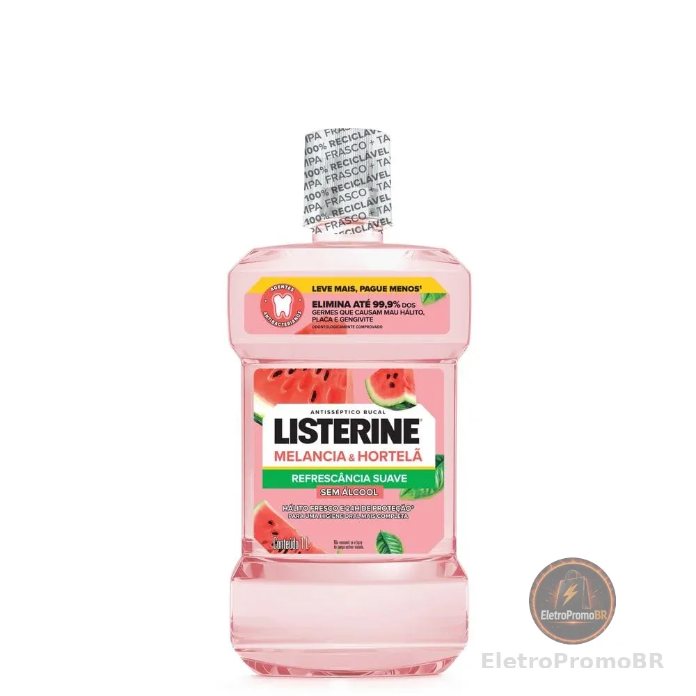 Listerine Enxaguante Bucal Melancia & Hortelã Sem Álcool, 1L