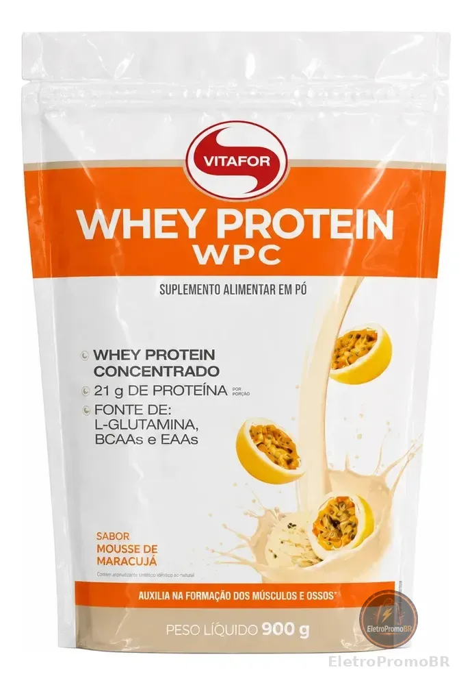 Whey Concentrado 900g Refil Vitafor 21g De Proteínas Mousse De Maracujá