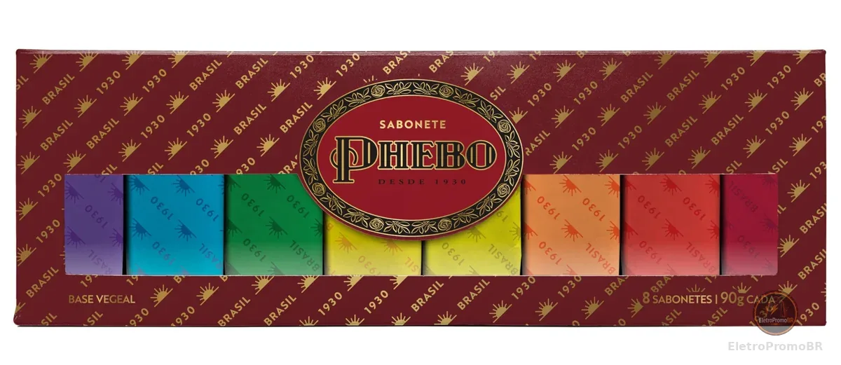 Phebo Caixa de Sabonetes, Vinho, 90g, 8 unidades
