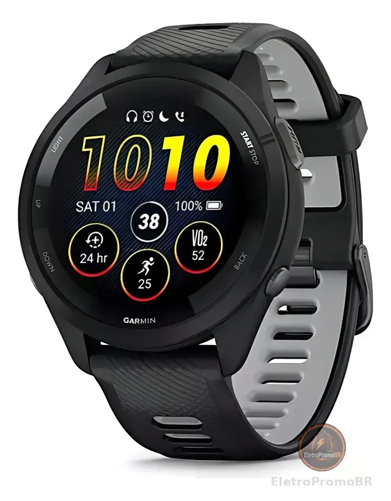 Relógio Smartwatch Garmin Forerunner 265 Amoled Preto/cinza Caixa Preto Pulseira Preto Bisel Preto