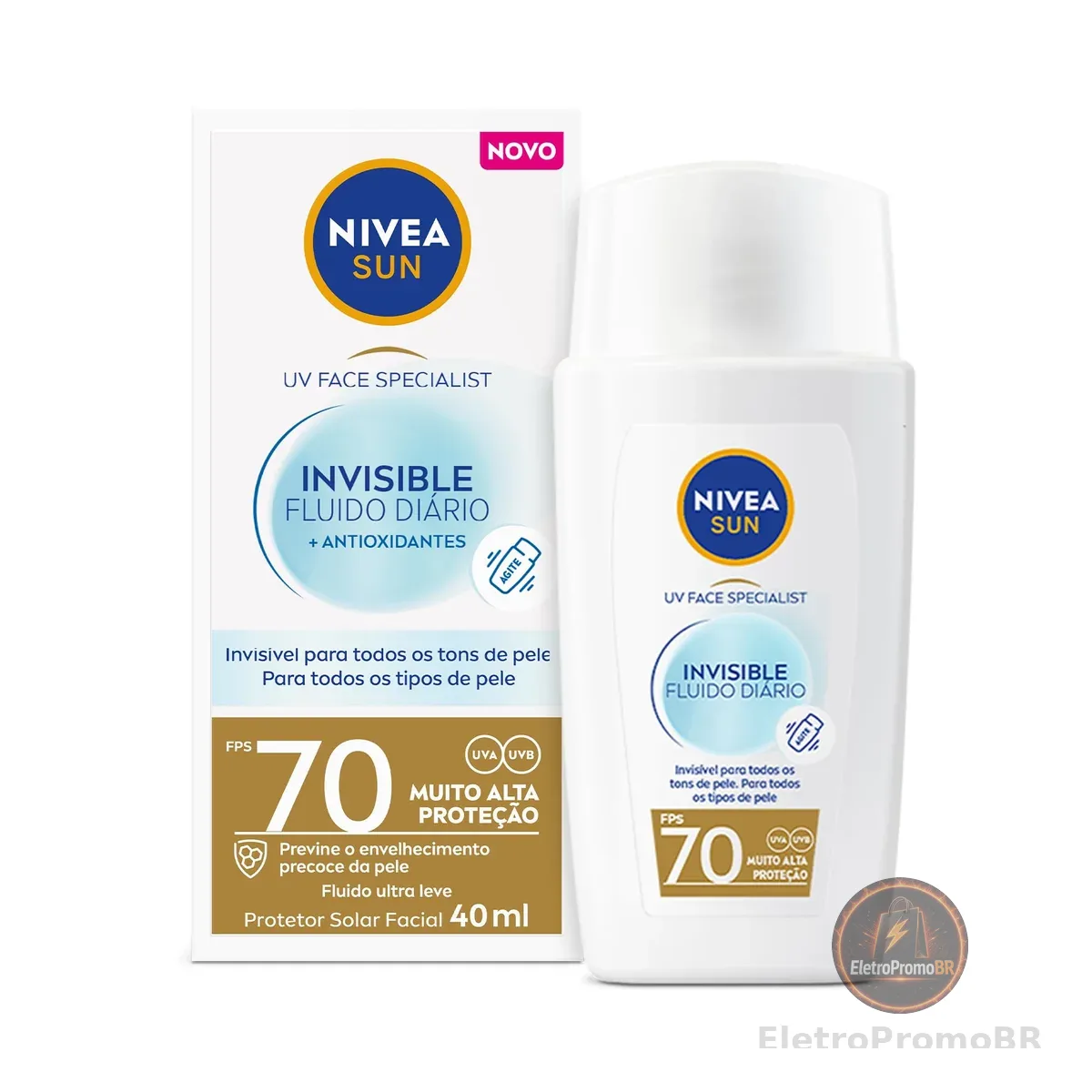 NIVEA SUN Protetor Solar Facial Fluido UV Face Specialist Invisible FPS 70 40ml, Muito Alta Proteção UVA/UVB, Invisível em Todos os Tons, Textura Ultraleve, Cuidado Diário