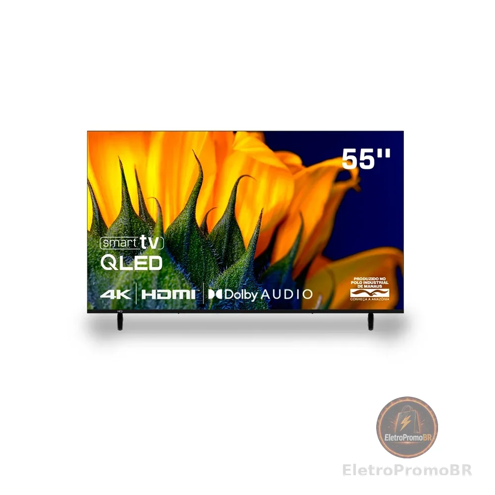 Smart TV HQ QLED 55 Polegadas HQ-QLED55SM 4K Wi-Fi Bluetooth, Apps, Netflix, YouTube e Prime Vídeo