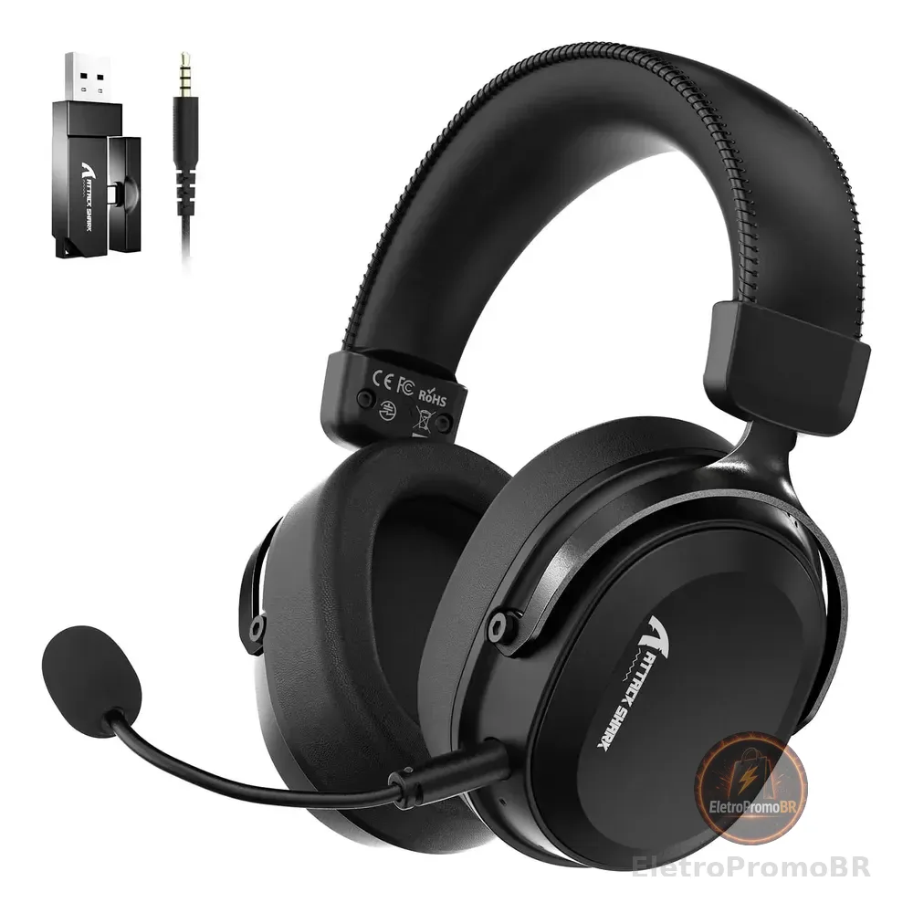 Headset Gamer Sem Fio Attack Shark L30 Pro Preto