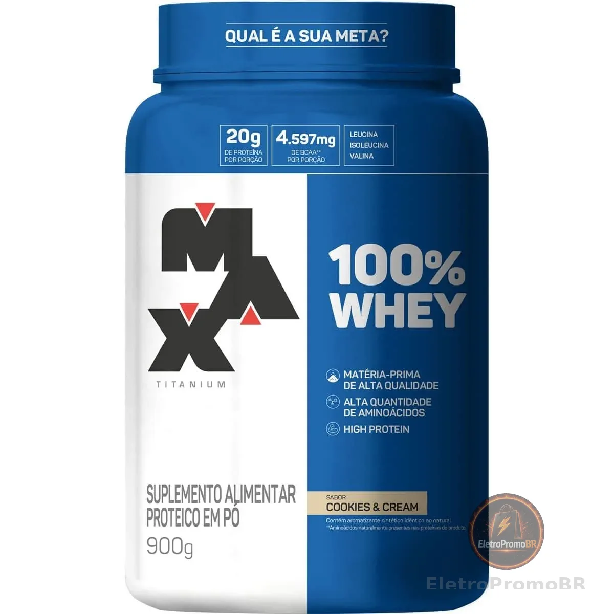 Max Titanium 100% Whey (900G) - Sabor Cookies And Cream