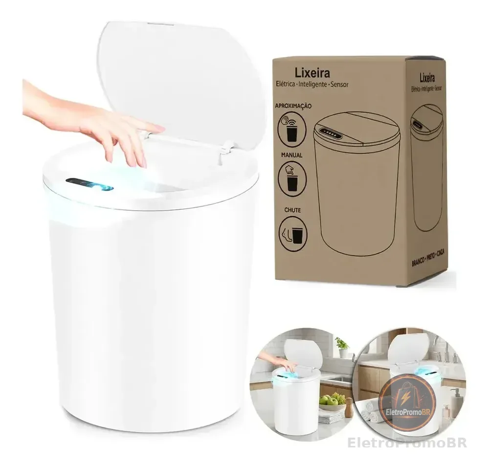 Lixeira Automática Sensor Recarregável Escritório usb 16 L
