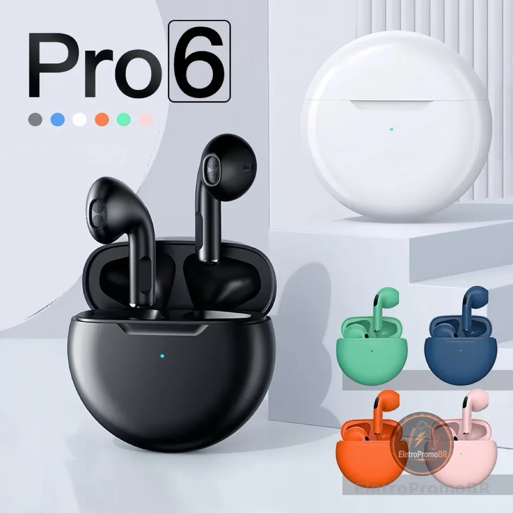 Air Pro 6 TWS Fones de ouvido Bluetooth sem fio Fones de ouvido esportivos  jorge