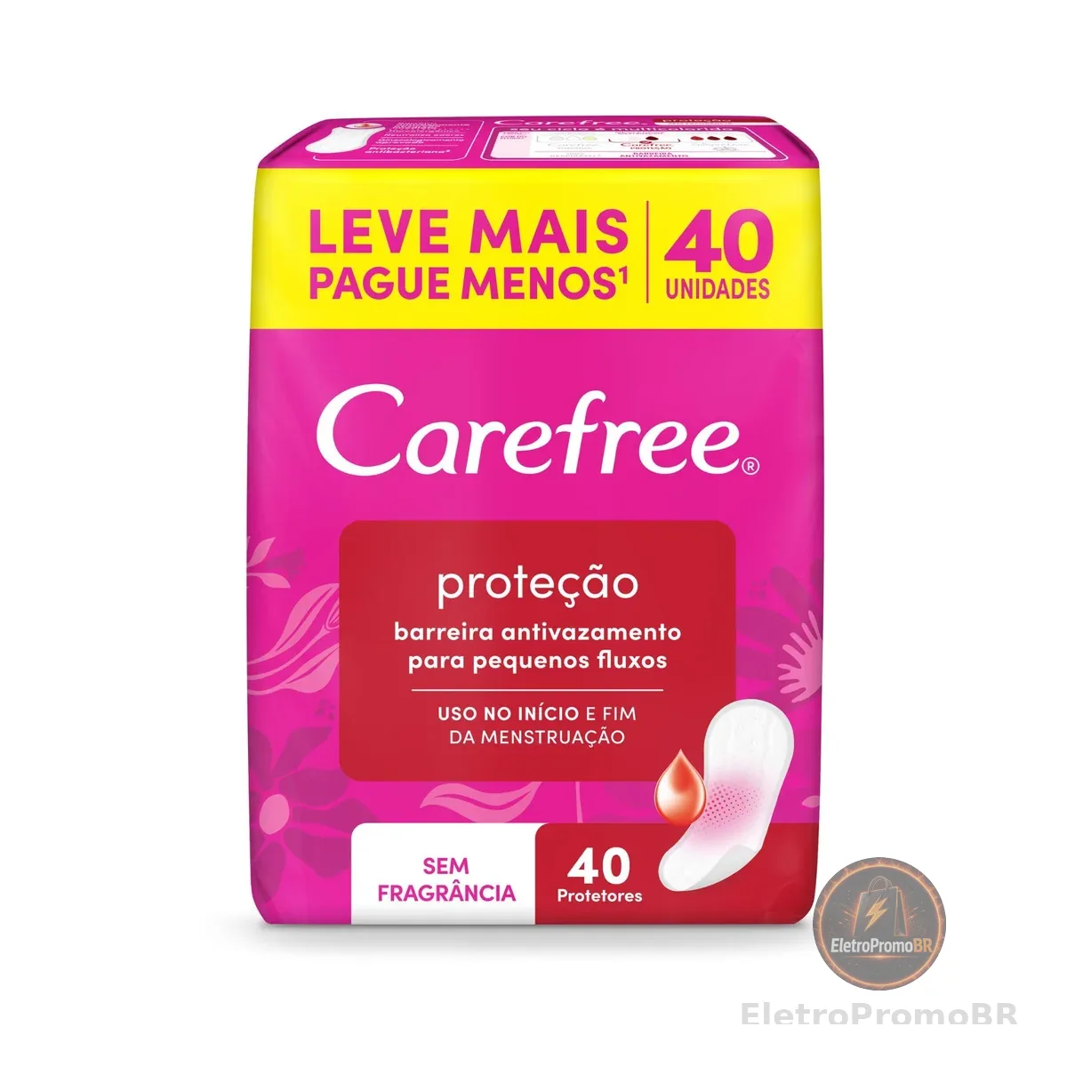 Carefree Protetor Diário Proteção Sem Fragrância, 40un | Absorvente