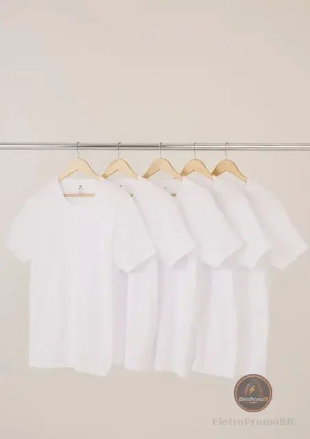 Kit Com 5 Camisetas Masculinas Básicas Slim Hering