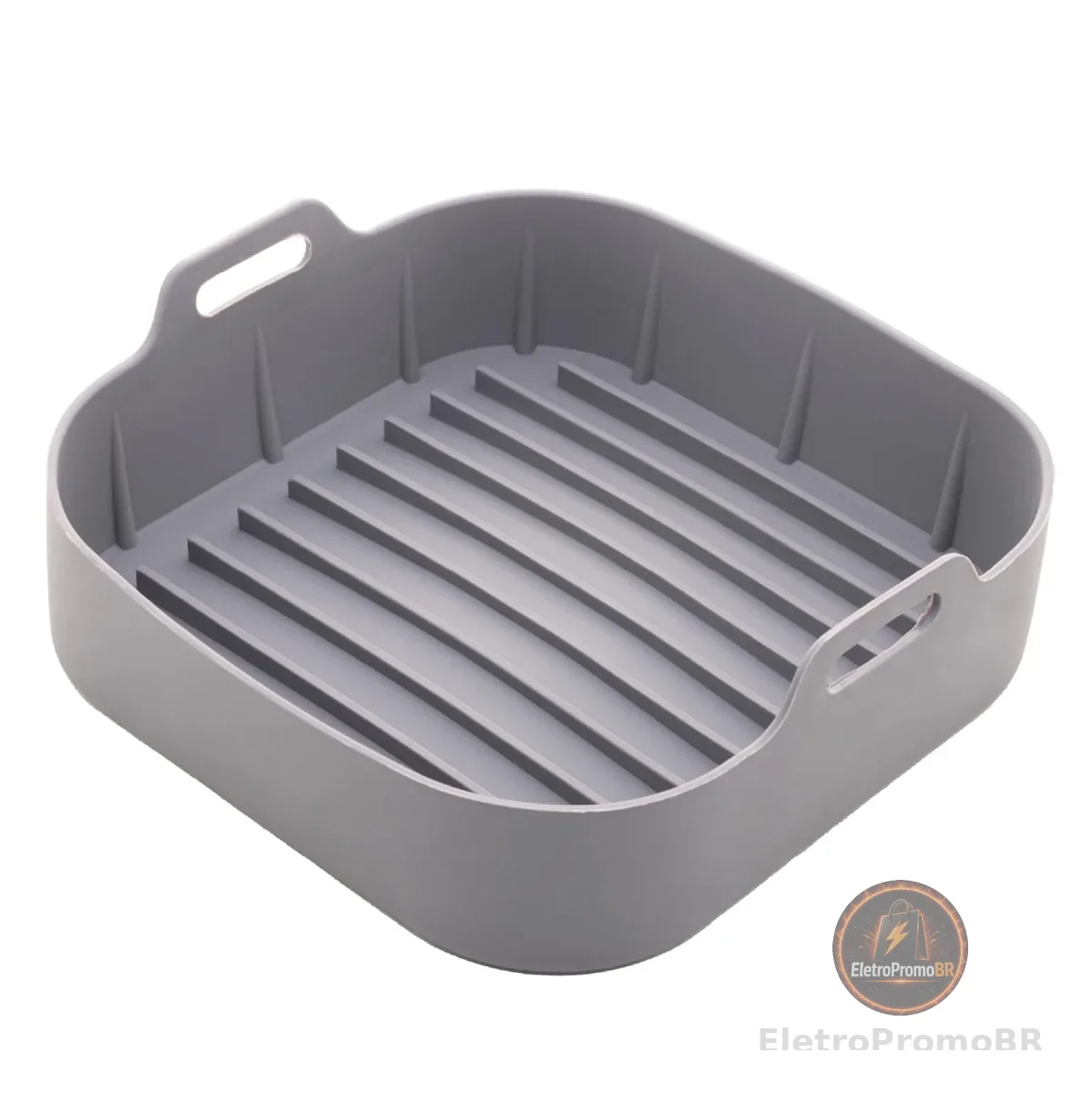LYOR - Forma Quadrada de Silicone para Air Fryer Cinza 20Cm x 7Cm
