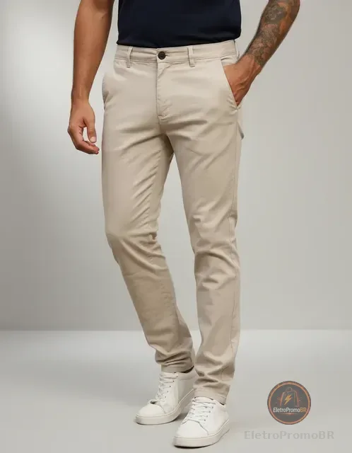 Calça Masculina De Sarja Premium Esporte Fino Bolso Faca