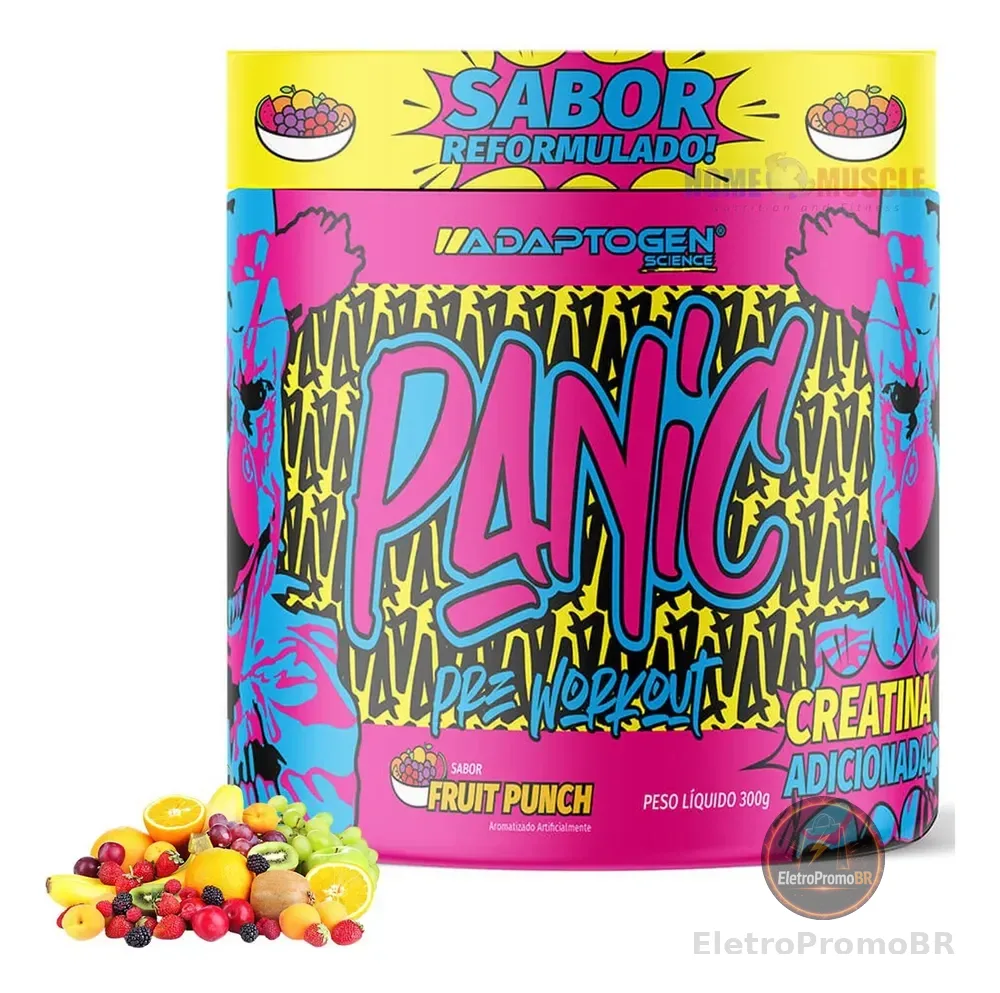 Panic Pré-treino Nova Embalagem 300g Adaptogen Sabores Sabor Suco De Frutas