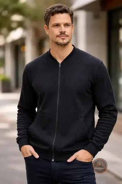 Blusa De Moletom Com Ziper Canguru Flanelado Inverno P Ao G1