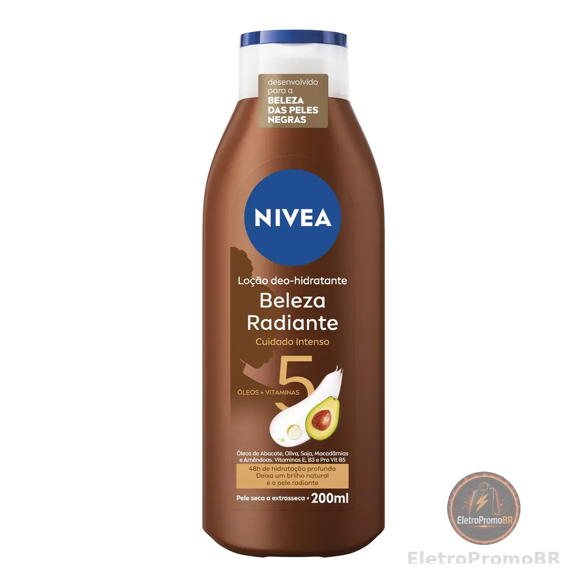 NIVEA Hidratante Desodorante Beleza Radiante Cuidado Intenso 200ml, Hidratação Profunda 48h, Brilho Natural, Corporal, Pele Seca e Extrasseca