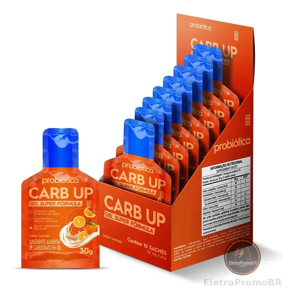 Carb Up Gel Super Fórmula 10 Un x 30g Laranja Probiótica